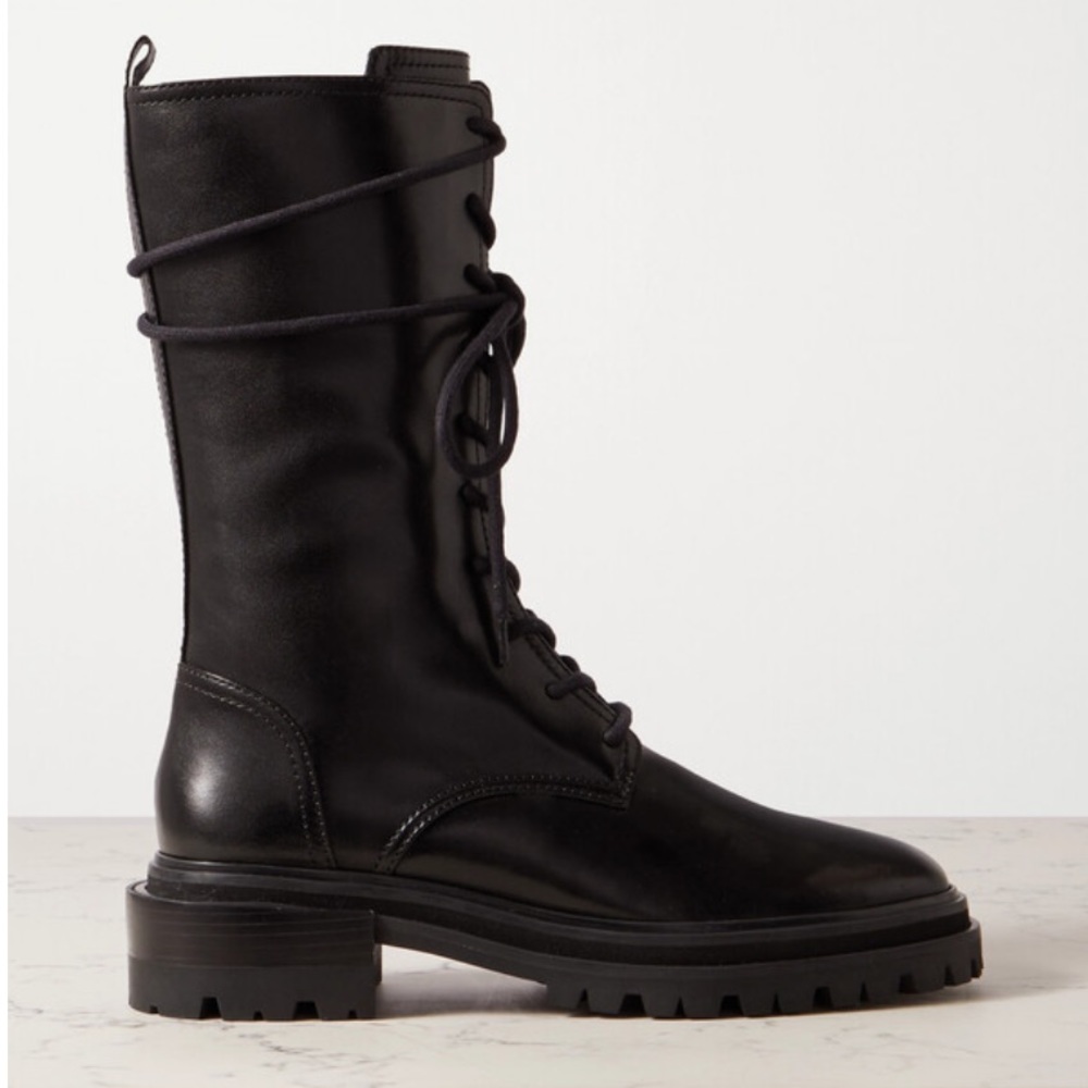 Porte & Paire Leather Combat Boots Size 35